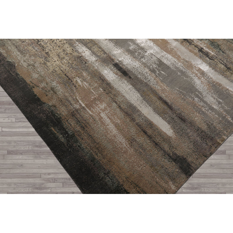 Tapis beige en laine noué à la main 8 x 8 po