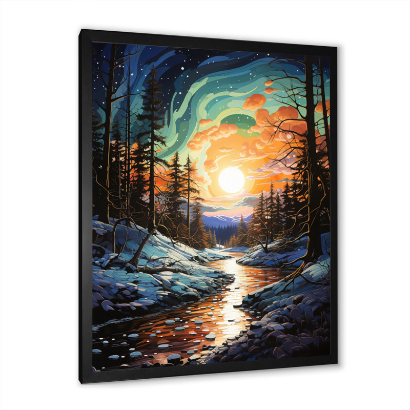 «Avya Aurora Borealis Aurora Spectacle IV», reproduction d'art sur toile, Cadre photo noir, H 44 po x l 34 po x P 1,5 po