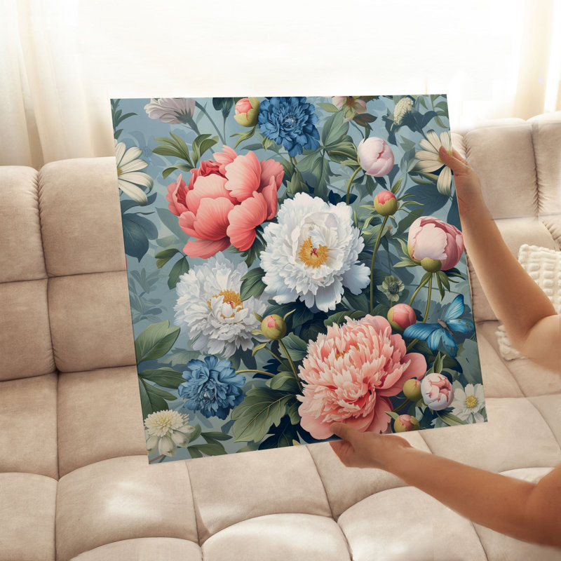 Impression d'art moderne sans cadre Floral, H 14 po x l 14 po