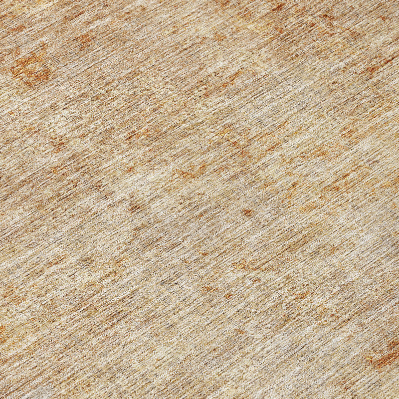 Copper and Beige Abstract Washable Synthetic Rug, 5' x 7'