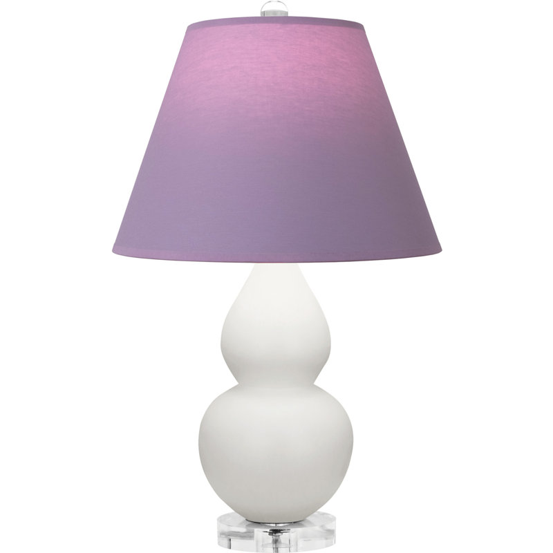 Petite lampe d'appoint à double gourde - frêne, lucite - avec abat-jour doublé, Blanc cassé, H 22 po x l 6 po x P 15 po