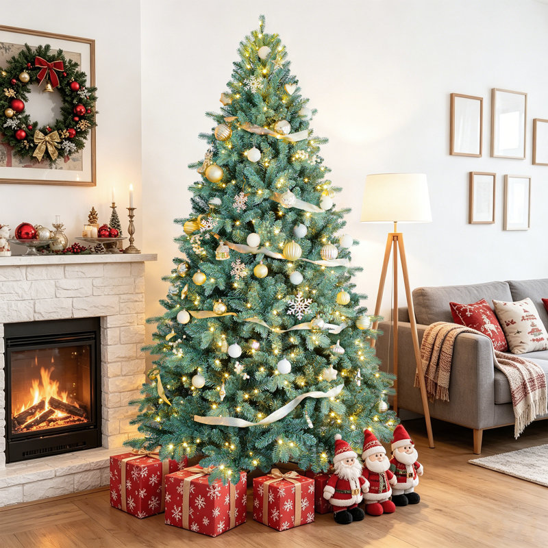 Arbre de Noël artificiel épinette bleu pré-éclairé, 9"