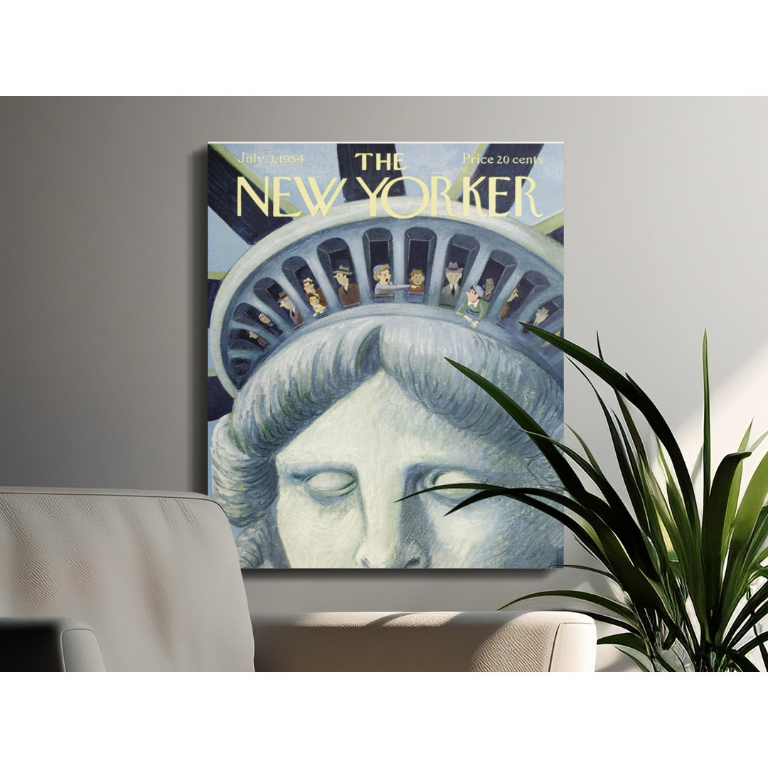 New Yorker Cover Canvas Wall Art, Statue of Liberty 1954, Vintage Magazine Print, Gallery Wrapped, Ready to Hang, Archival Quality