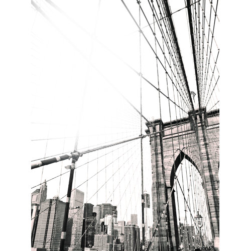 17 Stories Black And White Bridge On Canvas Print | Wayfair