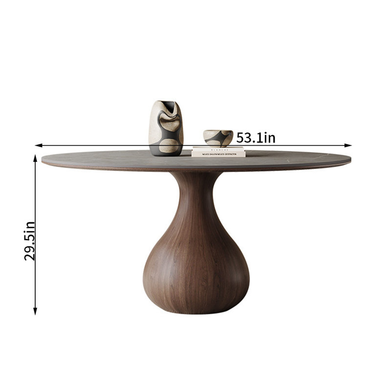 Table de salle à manger ronde en tanan, H 29,5 po x L 53,1 po x l 53,1 po