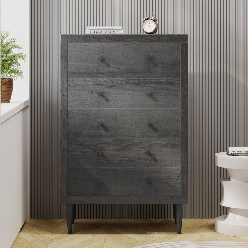 Commode à 5 tiroirs Nordic, Gris