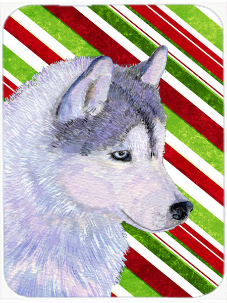 East Urban Home Siberian Husky Candy Cane Holiday Christmas Glass Cutting Board