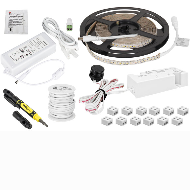 LED Tape Lighting Kit White Color Controllable, 16ft of Cut-and-Connect Professional Grade Lighting with Wired Controller