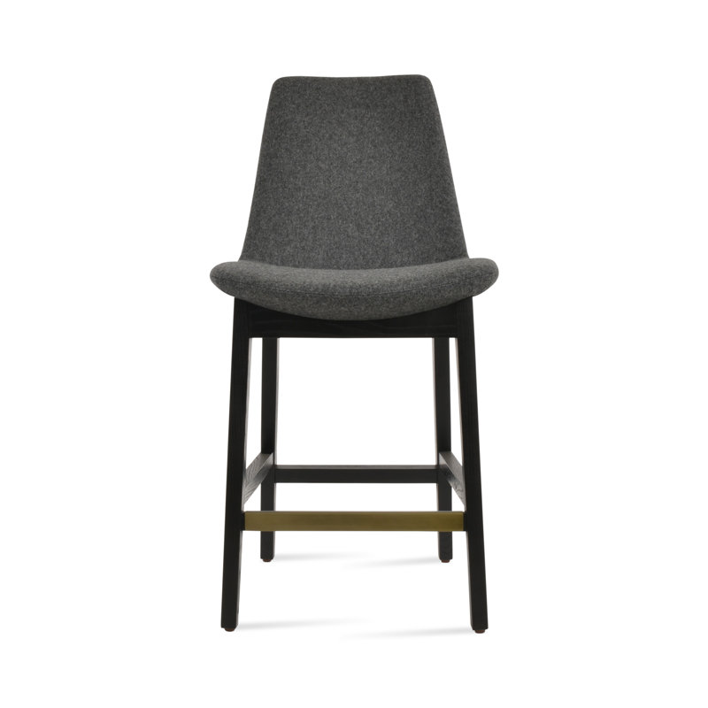 Eiffel Wood Stool, Bar Stool (29” Seat Height), Dark Gray/Wool