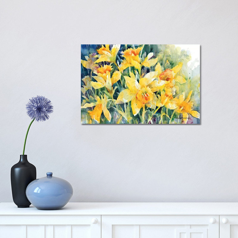 Daffodil Party 1 Piece Wrapped Canvas Painting, 30.48 cm H x 45.72 cm W