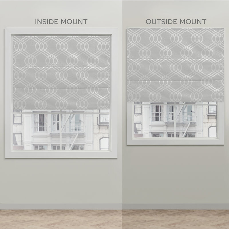 Exclusive Home Prague Trellis 100% Blackout Roman Shade, 31" W, Silver