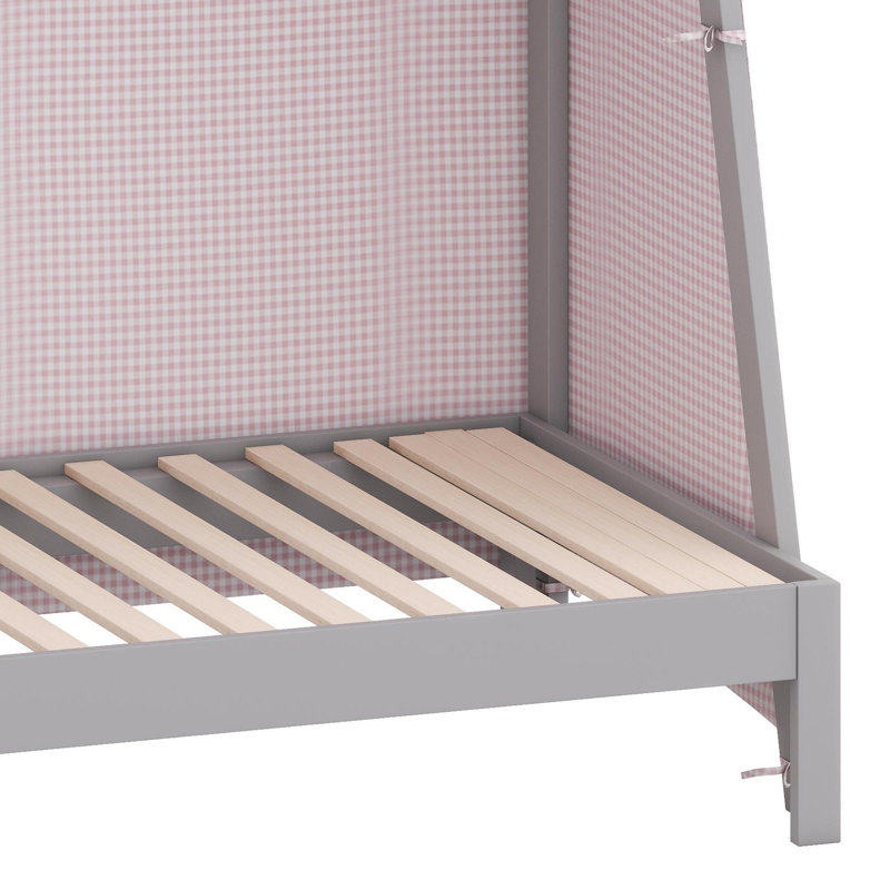 Lit de jeu pour enfants avec tente, tablette intégrée, lit gigogne et lumière, Grey