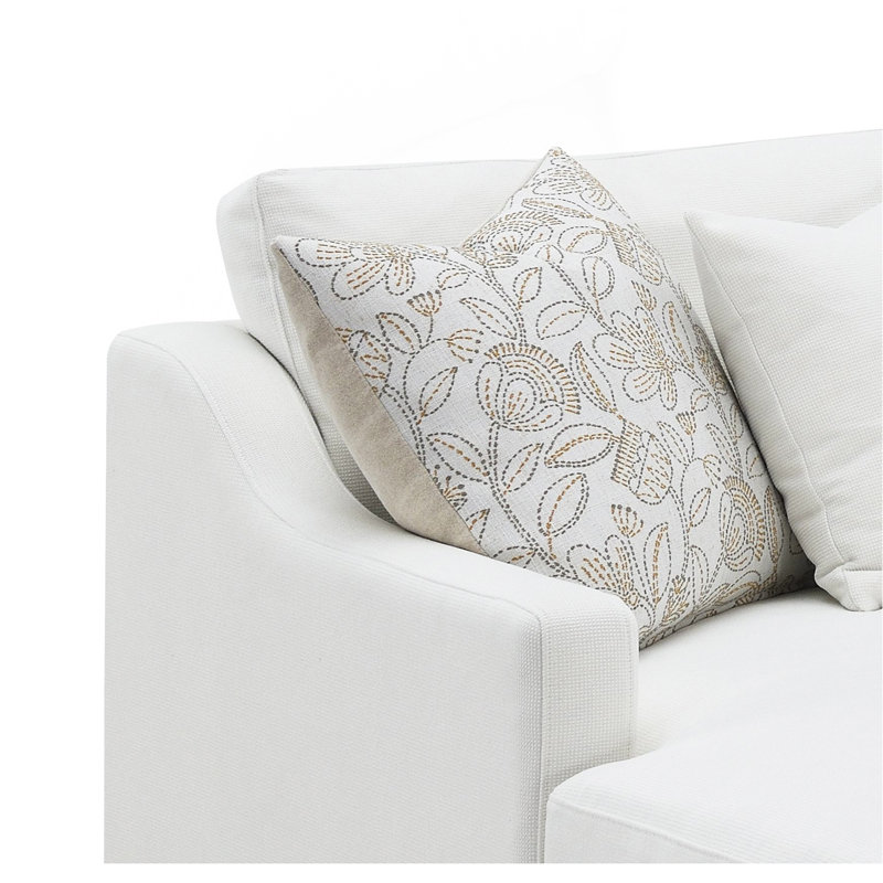Canapé modulaire ivoire en chenille avec 4 coussins