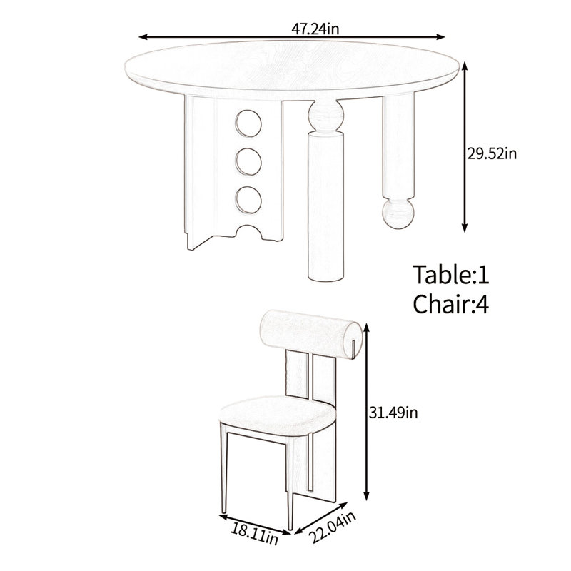 Safe and durable solid wood table set