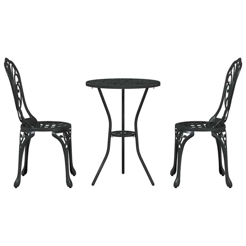 Vidaxl Garden Bistro Set 3 Pcs Aluminium, Black