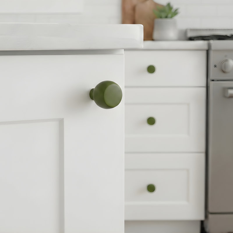 ROUS Hardware Mid Century Modern Sphere Knob, Olive (Green)