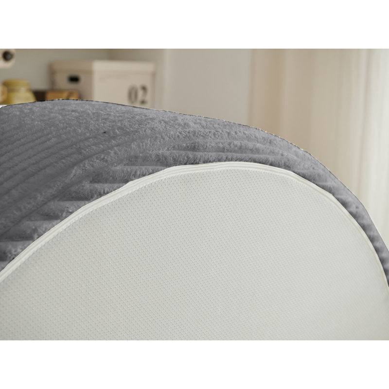 55"L Oversized Round Chaise Longue Chair Indoor, Corduroy Sponge Single Sofa, Oversized Round Chairs, Modern Sleeper Chair for Living Room,Projection Room, Wide Armrest Chairs Black
