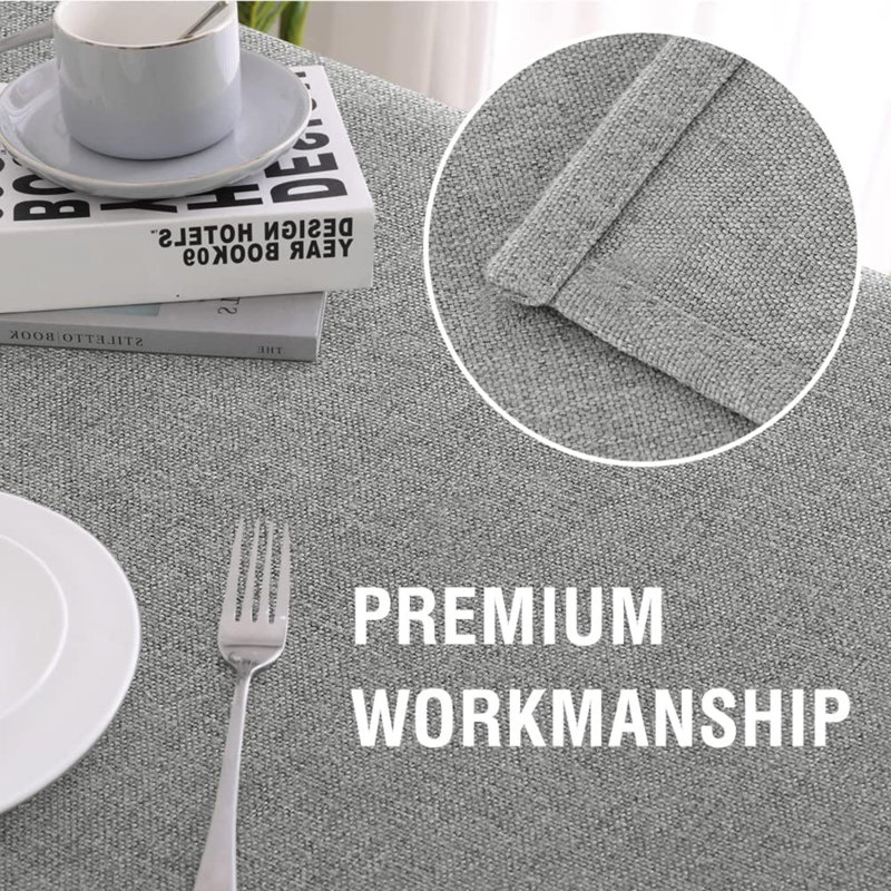 Textured Tablecloth Rectangle Waterproof Solid Woven Tablecloth Spill-Proof Look Cover For Party Table Extra Soft And Thick Fabric Wrinkle Free