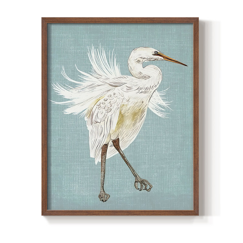 Heron Plumage III, reproduction encadrée - bois massif, Brun, H 10 po x l 8 po