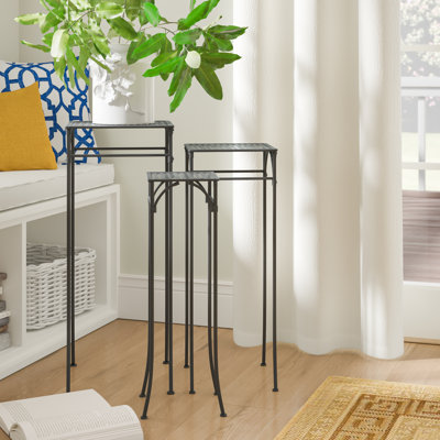 Bayern Metal Indoor Outdoor Cut-out 3 Tier Indoor Outdoor Black Plantstand Set