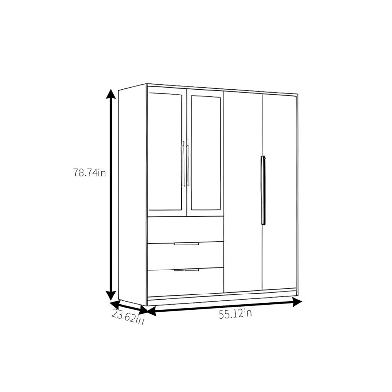 Garde-robe simple et pratique, H 78,74 po x l 55,12 po x P 23,62 po