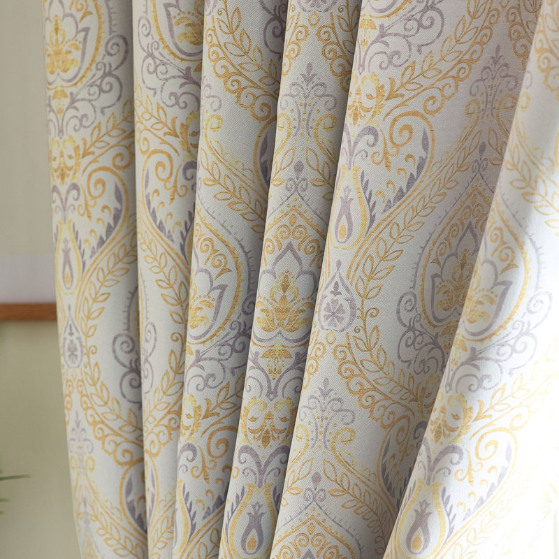 Apolinaras Victoria Ring Top Eyelet Curtains, 168cm Width x 183cm Drop, Yellow
