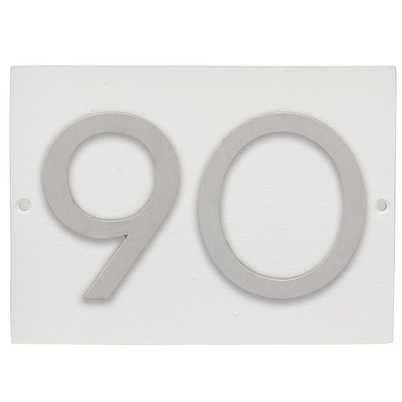 Plaque d’adresse murale sur 1 ligne flottante, Aluminium brossé, Oui, Blanc