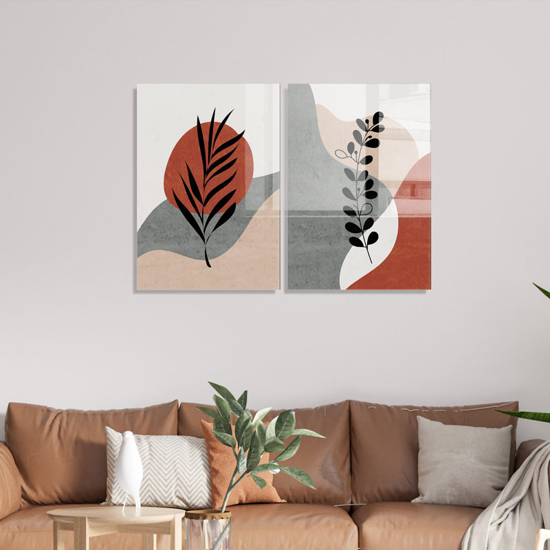 2 Piece No Frame Print Set on Glass, 70cm H x 100cm W x 0.4cm D