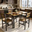 Ensemble de table de salle à manger et de chaises de style campagne moderne 5 pièces, petite table de cuisine rectangulaire avec 4 chaises et support de rangement, plateau de particules et ensemble de coin repas en métal pour 4, ensemble de tables de bar peu encombrantes-1274221452