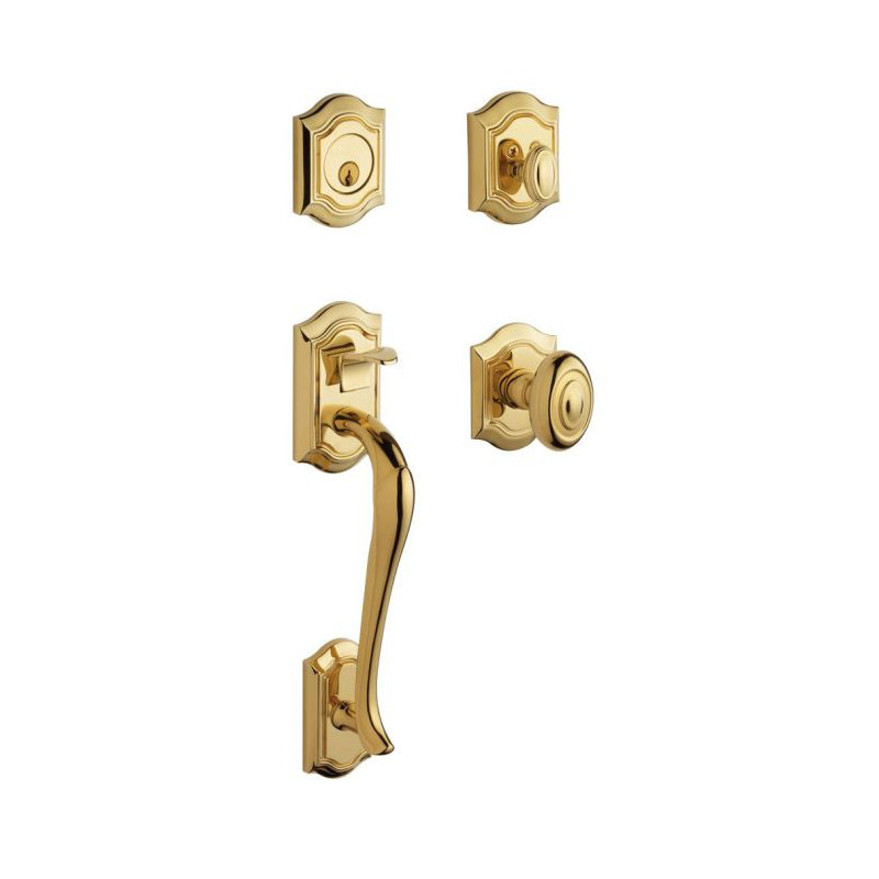Complete Inactive Bethpage Dummy Handleset with Knob and Rosette, Lifetime (PVD) Polished Brass