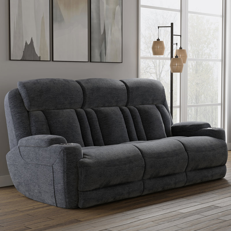 Pul 89" Power Reclining Sofa with Drop-Down Table, Adjustable Headrest & USB Charging, Lucky Charcoal