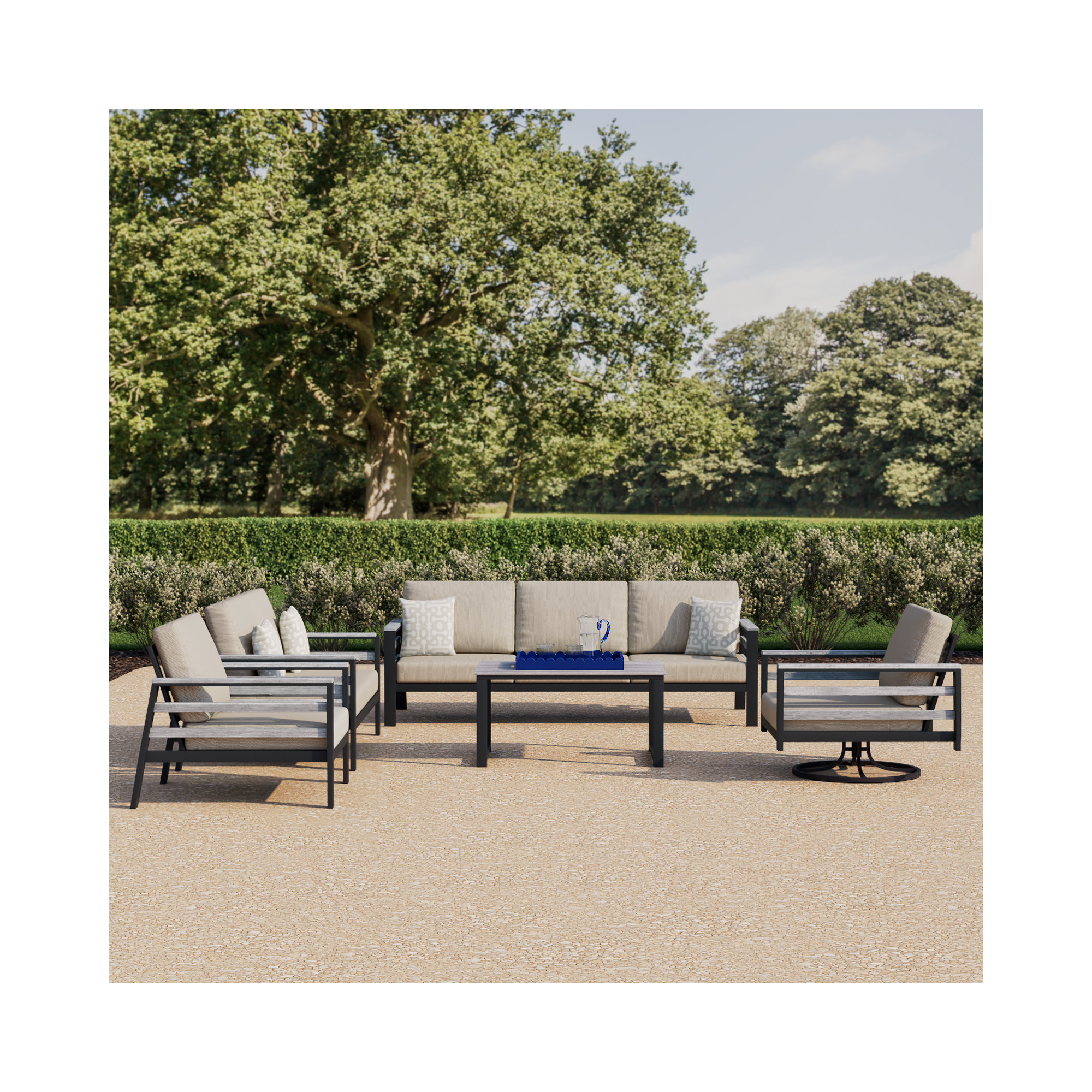 Townsend 7 - Person Patio Conversation Set with Sunbrella® Cushions, Cast Silver Sunbrella®