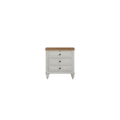 Table de chevet 1 pièce avec 3 tiroirs de rangement USB en bois massif blanc l 28 po x P 17 po x H 28,5 po