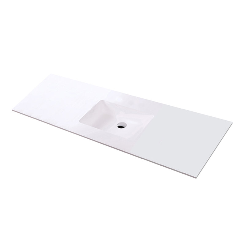 Kubitop 60'' L Bathroom Sink, Matte White, No Hole