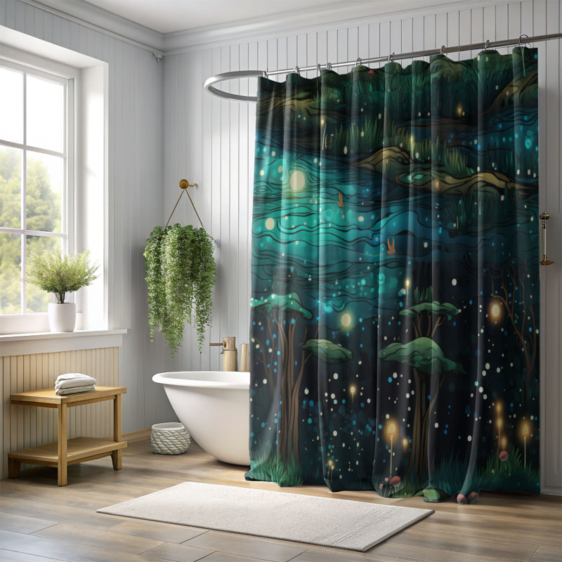 Enchanted Paths - Rideau de douche Premium, H 74 po x l 71 po
