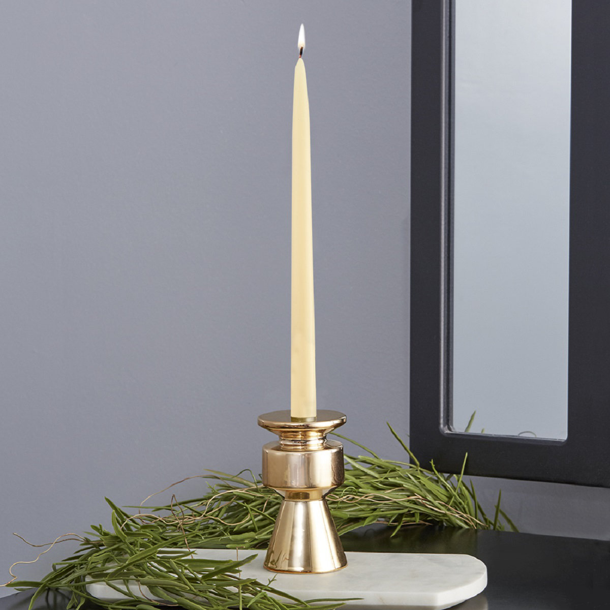 Unscented Taper Candle Set, 12" H x 0.88" W x 0.88" D, Buttercream