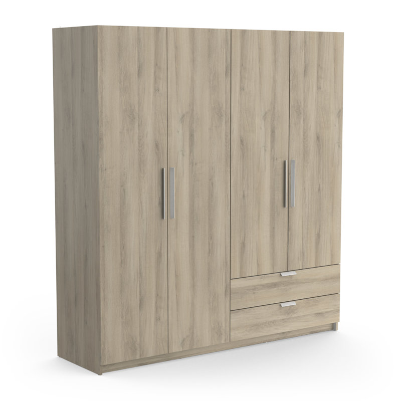 Craigwood 4 Door Manufactured Wood Wardrobe, Natural