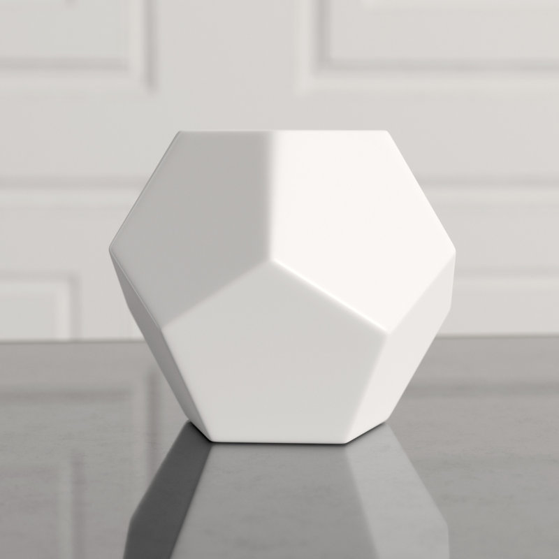 Faceted Table Vase, 8" H x 10" W x 10" D, White