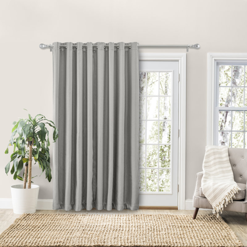 Cedarpoint Elegant Striped Design Grommet Double-Wide Single Patio Panel, Smoke, 110" W x 96" L