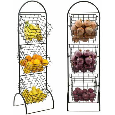  3-Tier Wire Market Basket Stand in Square Design