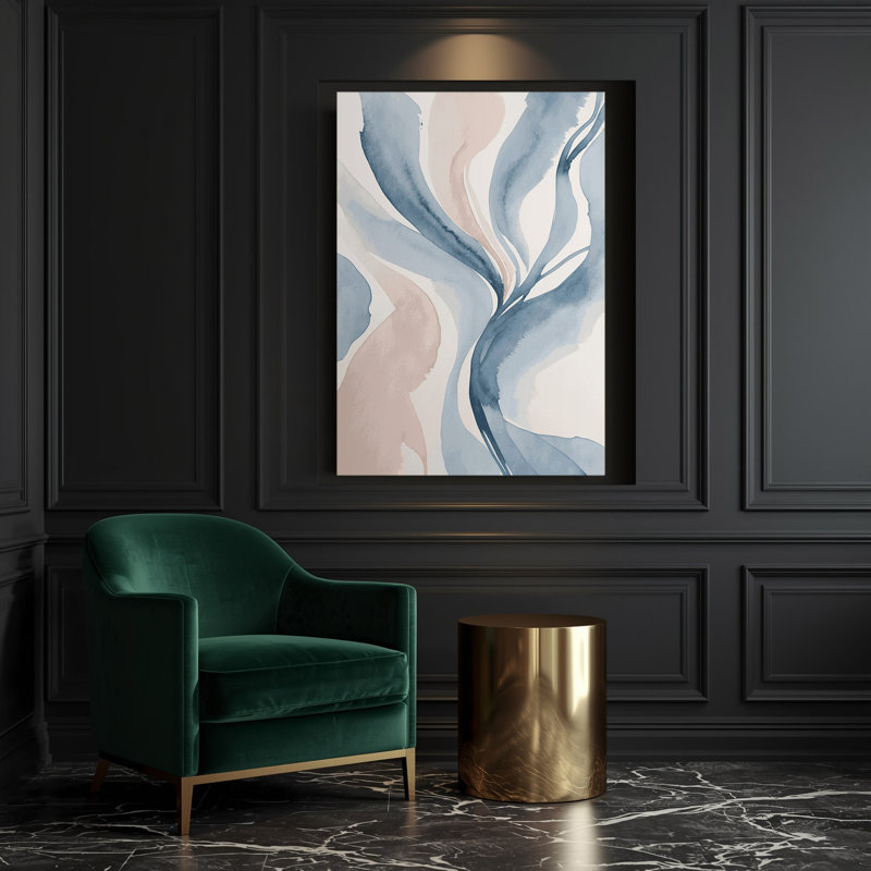 Aquarelle sur toile grise abstraite, H 11 po x l 14 po