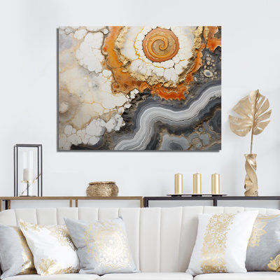 Géode de pierre beige et jaune sur toile