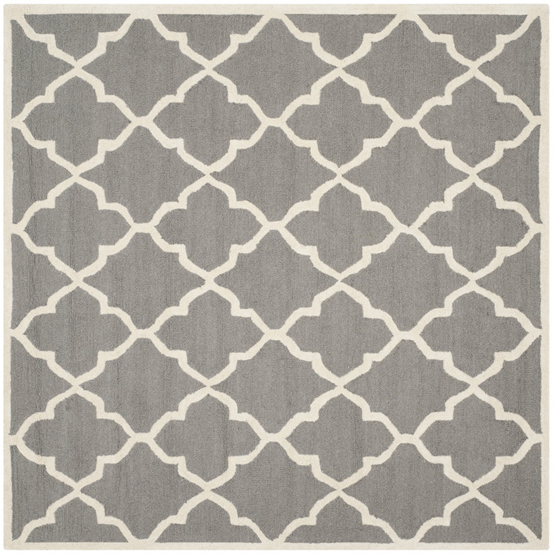 Cannen Hand Tufted Wool Geometric Rug, Square 6'