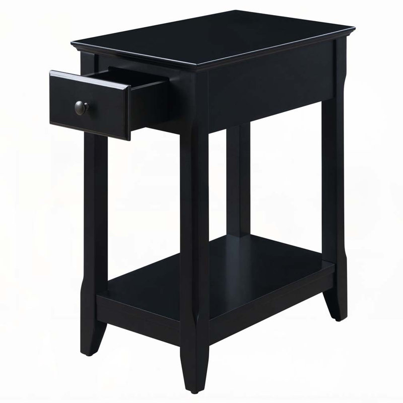 Table d'appoint noire avec tablette inférieure, Noir