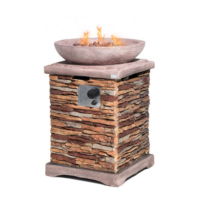 Scriber Square Concrete Propane Smokeless Fire Column