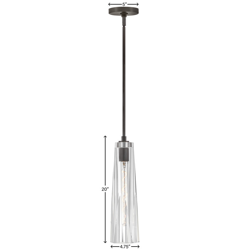 Cosette Sleek Black Oxide LED Pendant with Crystal-Cut Shade
