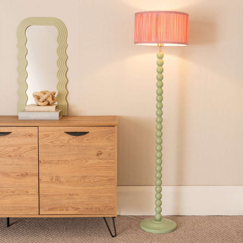 Grenada 145cm Traditional Floor Lamp, Pink, Green, Yes