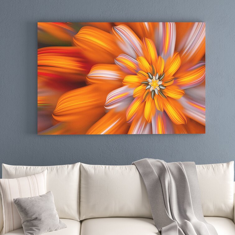 Massive Orange Fractal Flower - Wrapped Canvas Print