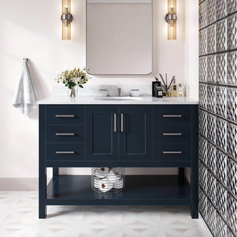 Magnolia Bath Vanity Rectangular Basin S061SCW2R, Midnight Blue, Oval, 49"