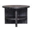 Table basse grise moderne neutre et ovale avec tablettes contemporaines - 53 po x 28 po x 18 po